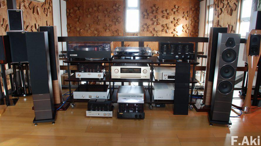 オーディオ・ベースマン見たり聴いたり ソナスのルミナⅢの展示、アキュのP-800とP-5000。